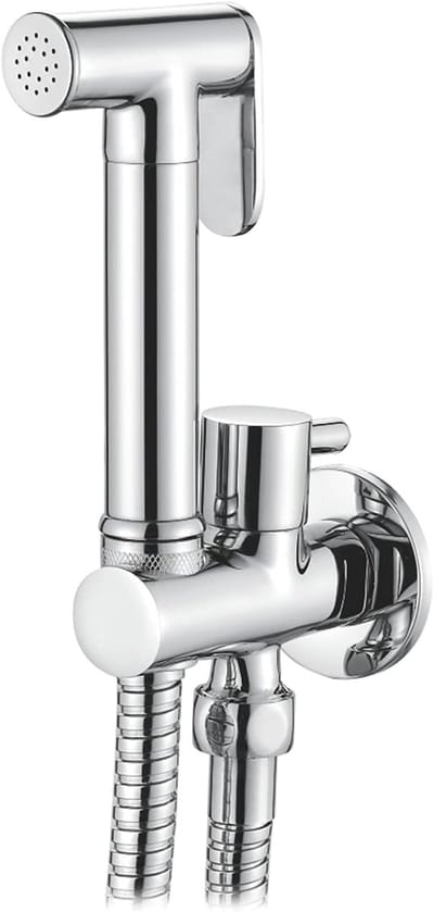 Inbouwdoucheset voor toilet met slang, houder, handdouche, chroom, zilver