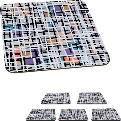 Onderzetters voor glazen - Lijn - Abstract - Patronen - 10x10 cm - Glasonderzetters - 6 stuks