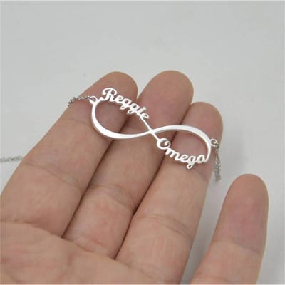 Gepersonaliseerde 2 Namen Oneindigheid Ketting Voor Vrouwen Mannen Roestvrij Staal Gouden Hanger Kinder Verjaardagscadeau Jubileum Sieraden Cadeau 35cm zilver