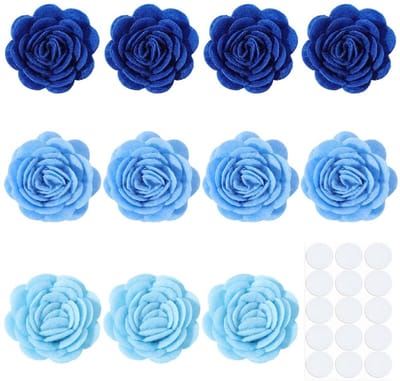 Dailygoods- Stoffen Bloemen 24 Stuks - Blauwe Versieringen - Niet-geweven Applicaties - Decoratie voor Bruiloft - DIY Sieraden - Levensecht 3D Ontwerp - Bloemdecoratie