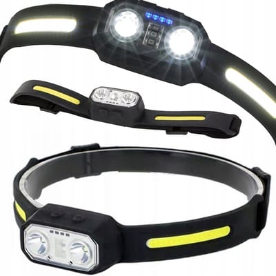 Hoofdlamp LED oplaadbaar | 2 COB LED + 2 XPE LED-Strip + 1 SMD-Red | met Sensor | 150 meter bereik | Verstelbaar