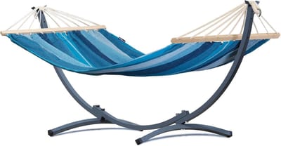 Tuinhangmat met rek - Hangmat met balken - Ontspannen in de tuin - Stalen draagconstructie - 200 x 120 cm