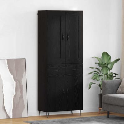 vidaXL - Highboard - Zwart - Eiken - 69,5 - x - 34 - x - 180 - cm - Bewerkt - hout