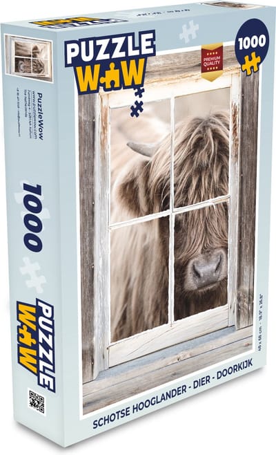 Puzzel Schotse hooglander - Dier - Doorkijk - Legpuzzel - Puzzel 1000 stukjes volwassenen