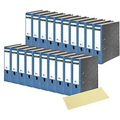 Schäfer Shop Select  ordner, A4-formaat, rug van 80 mm, 20 stuks, blauw + GRATIS scheidingsstroken, geel 100 stuks