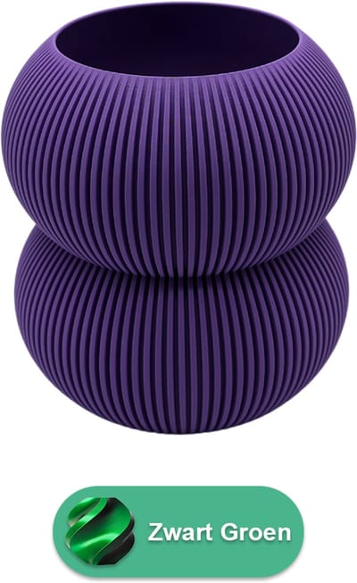 Elaro moderne vaas – Decoratieve vaas - Zwart / Groen - 3d geprinte vaas – geschikt voor droogbloemen - 20CM