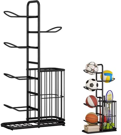 JOYNEXTBUY - Ballenopbergrek voor Kinderen - Basketbalrek - Voetbalhouder - Volleybalstandaard - Ruimtebesparend Opbergsysteem