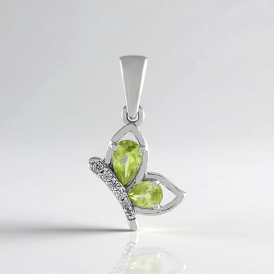 Cavill - Vlinder Hanger 925 Sterling Zilver Geplatineerd - 0,40 ct Peervormige Briljant Sfeen - Zirkonia Accent - Elegant 19x7 mm