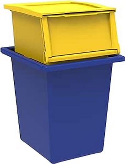 PolkaHome, 25+30 vuilnisbakkenset, afvalscheiding 2 stuks, geel en blauw, materiaal: slagvast polypropyleen, inhoud 25 l + 30 l