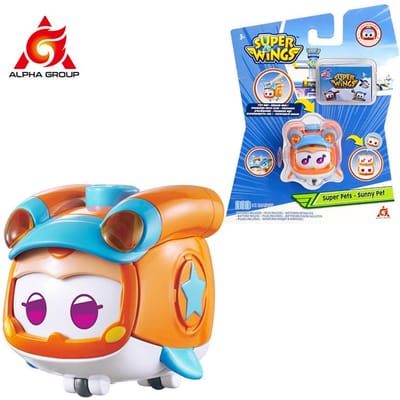 Super Wings Super Pet-Tino Huisdier Dinosaurus Met Fonkelend Licht Schuifgezicht om Emotie te Veranderen Stapelbare Actiefiguren Kind Speelgoed Cadeau