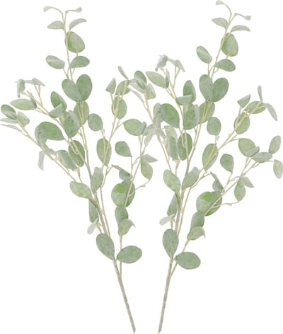 DK Design Kunstbloem Eucalyptus tak Real Touch - 2x - 90 cm - lichtgroen - losse steel - Kunst zijdebloemen