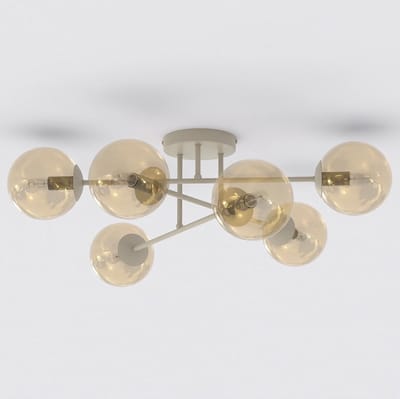 EMIBIG LIGHTING Plafondlamp ROMA, beige, Ø 75 cm, 6-lamps, glas/metaal, E14
