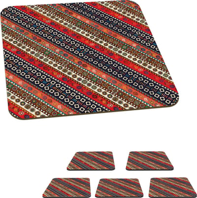 Onderzetters voor glazen - Afrika - Patronen - Abstract - 10x10 cm - Glasonderzetters - 6 stuks