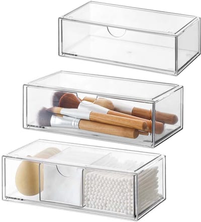 Unyqoos ® Transparante Stapelbare Acryl Badkamerorganizer Met Laden Voor Efficiënte Opbergruimte