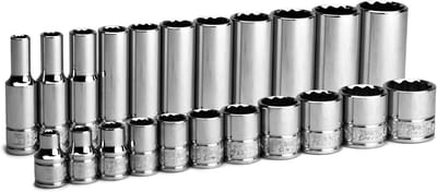 Dopsenset 22-delig - Doppen en bits - Auto reparatie - 12-punts WaveDrive - SAE inch maten - Gepolijst