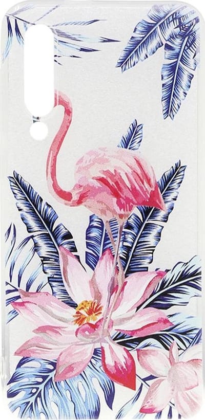 Shop4 - Xiaomi Mi 9 SE Hoesje - Zachte Back Case Flamingo en Bloem Roze