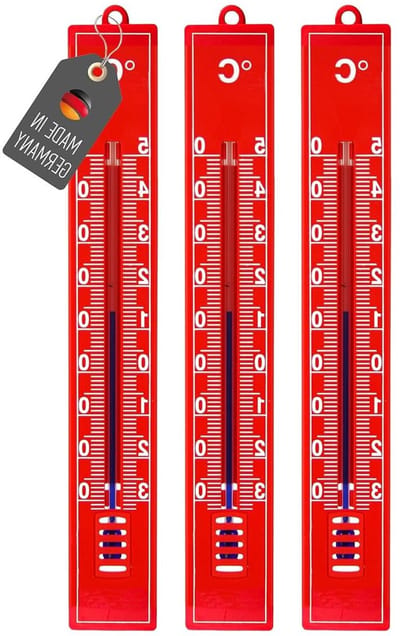 Buitenthermometer Set - Weerthermometer Tuin - Temperatuur Meten - Analoge Weergave - 18 cm - Rood