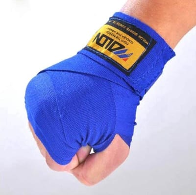 Okado Boksbandages Blauw – 1 Paar Katoenen Boxing Wraps van 2,5 m – Hand- en Polsbandages voor Boksen, Kickboksen, MMA en Muay Thai