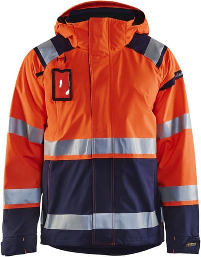 Blåkläder 4987-1987 Shell jack High Vis ongevoerd Oranje/Marineblauw maat 4XL
