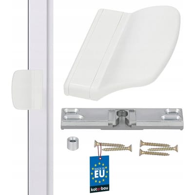 KOTARBAU® Balkondeurgreep, PVC, Wit, Terrasdeurgreep, met Snapper voor Rook en Tocht, Terrasdeur Snapper, Deurgreep Balkon, Bescherming