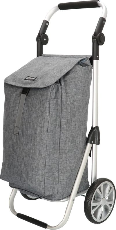 Boodschappentrolley Inklapbaar met Koeltas + Kantelbaar Handvat - Grijs