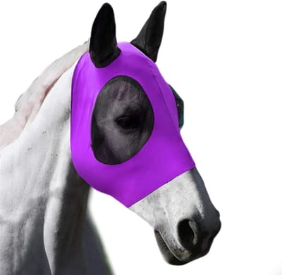 Comfortabele Vliegendeken voor Paarden met Ruimte voor Ogen en Oren, UV-bescherming, Paardenaccessoire in Paars
