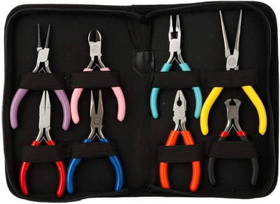 Mini staal tangenset voor sieraden maken - 8-delige set met lange, ronde en platte neus tangen voor precisiewerk en knutselen