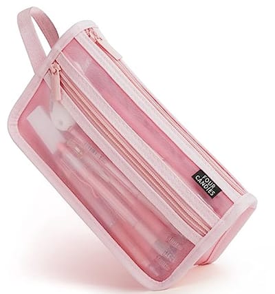 Roze Pennenetui met Handvat en Ritssluiting - Transparant Etui voor Pennen en Schrijfwaren