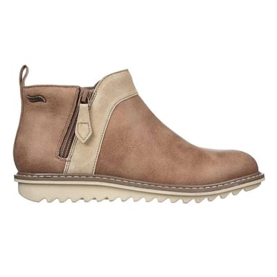 Skechers Suède enkellaarsjes voor dames met steun voor de voetboog (Paddestoel)
