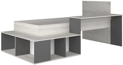 Vente-unique Combinatiebed hout antracietgrijs, natuurlijk licht 90 x 200 cm