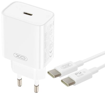 XO, Thuislader 20W - USB-C Power Delivery - Compact - Met 60W USB-C Kabel, Wit