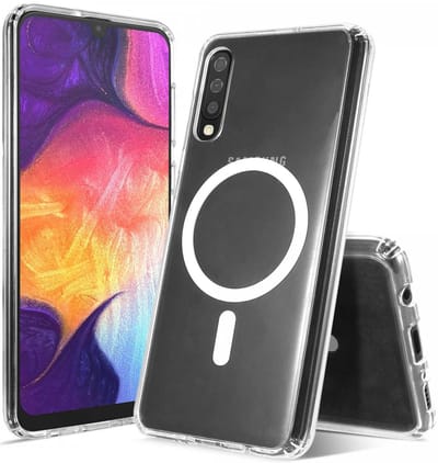 Hoesje Geschikt voor Samsung Galaxy A50 - Compatibel met MagSafe - Hard Back Cover met Magneet - Transparant