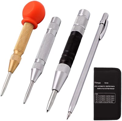 Automatische Centerpons Gereedschap 4-Pack - Veerbelast en Verstelbaar voor Metaal en Hout