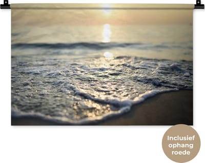 Wandkleed - Wanddoek - Zee - Zon - Strand - 60x40 cm - Wandtapijt