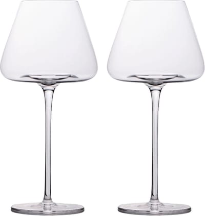 Intirilife 2x Wijnglas met modern design - 600 ml Inhoud - Witte wijn Rode wijn glas, kelk, vaatwasmachinebestendig, kristalglas, schokbestendig