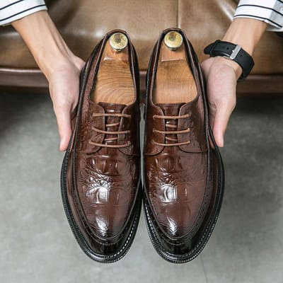 Casual Trendy Schoenen Jeugd Leren Schoenen Krokodillenpatroon Veterschoenen Leren Schoenen Lente Kapper Trendy Schoenen 45