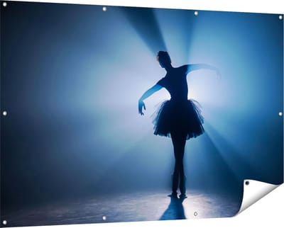 Gards Tuinposter Ballerina Silhouet - Ballet - 150x100 cm - Tuindoek - Tuindecoratie - Wanddecoratie buiten - Tuinschilderij