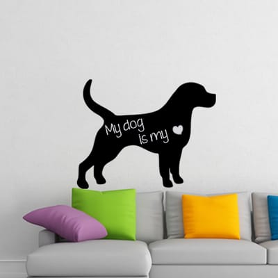 Schoolbordsticker - uitwisbare zelfklevende muurstickers - HONDENSILHOUET - 95x120cm