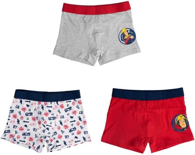 Brandweerman Sam onderbroek - Set van 3 stuks - Boxershort - Rood/Grijs - Katoen - Maat 122/128
