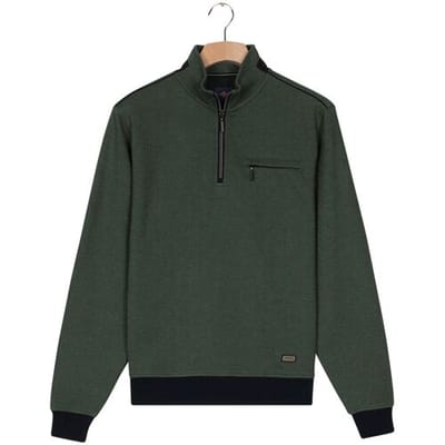 Baileys Trui Sweat Half Zip Two Tone Jacquard Doubleface Interlock Donker Groen / male