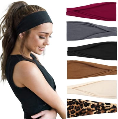 LIXIN Set 6 Stuks Sports Haarbanden - Nieuwe Stijl - Hoofdband Dames en Heren - Unisex Haarband - Volwassenen - Lichtgewicht - Atletisch - Gym - Dans - Yoga - Hardlopen - Haaraccessoires