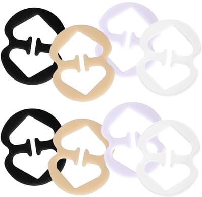 Dailygoods- Bh-Clips 8 Stuks - Bandhouder voor Racerback - Plastic - 4,3x3,5cm - Kleur: Zwart/Wit/Helder/Beige - Geschikt voor Jurken/Shirts/Sporttopjes