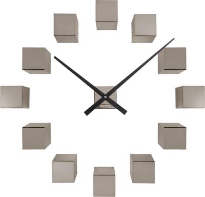 Karlsson Wandklok Diy Cubic Metallic - Grijs - 40x5.5x40cm - Wandklok Scandinavisch