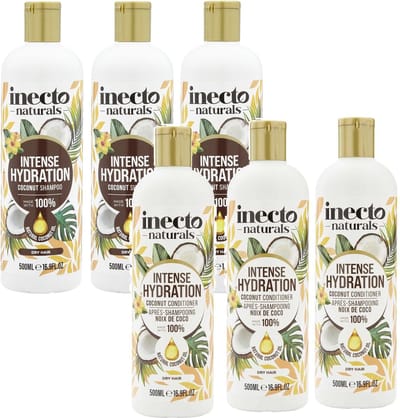 INECTO - 3 x Coconut Shampoo + 3 x Coconut Conditioner - 6x 500ml - 6 Pak - Voordeelverpakking