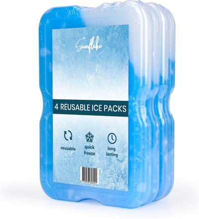 Koelelementen voor Koelbox en Koeltas - 4pack - Platte, Kleine en Mini Vrieselementen voor Reis, Picknick en Kamperen - Compacte Gel Koelelementen - Sunflake