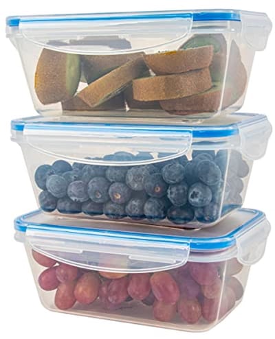 Omgoods - Set van 3 Plastic Voedselcontainers met Deksel 1000ml