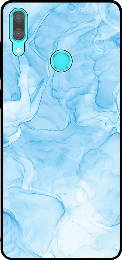 Smartphonica Telefoonhoesje Geschikt voor Huawei Y7 (2019) met marmer opdruk - TPU backcover case marble design - Lichtblauw geschikt voor Huawei Y7 (2019)