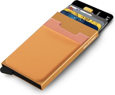 Walletstreet Uitschuifbare Pasjeshouder Plus 2 - Walletstreet Aluminium Creditcardhouder Card Protector Anti-Skim/ RFID Card Protector 7 Pasjes – Geel/Yellow