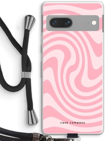 Case Company® - Hoesje met koord geschikt voor Google Pixel 7 hoesje met Koord - Swirl Roos - Telefoonhoesje met Zwart Koord - Bescherming aan alle Kanten en Over de Schermrand