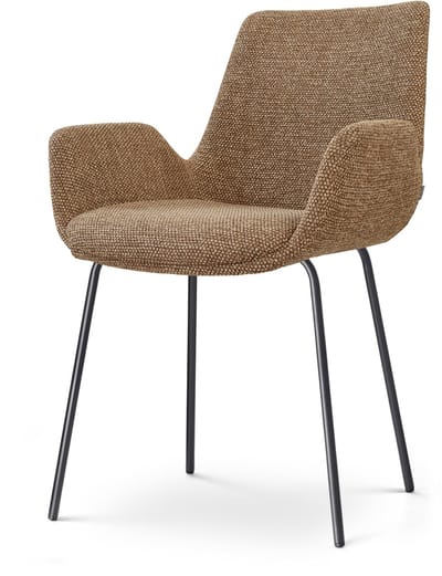 Nolon Nora-Eef Eetkamerstoel bruin blend - zwart onderstel - slanke poten - scandinavische stijl - armleuning